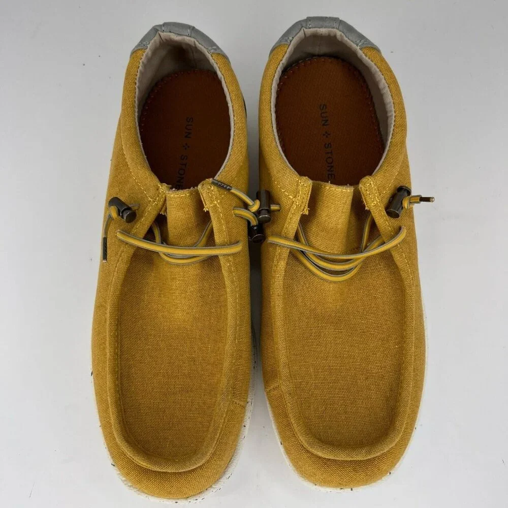 Sun & Stone Mens 100147541 Brian Yellow Low Top Canvas Slip On Size 9.5M Loafers